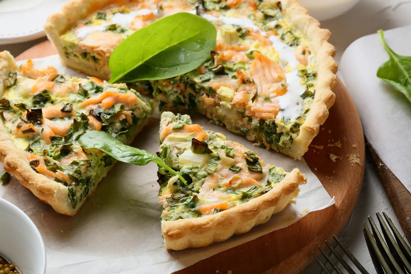 Zalm quiche met spinazie